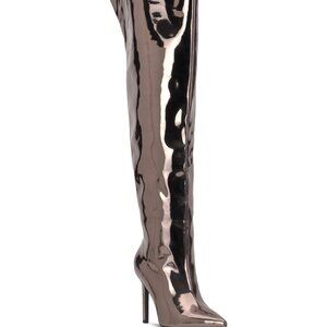 SEDONA Womens Metallic Pointed Toe Over-the-Knee Boots